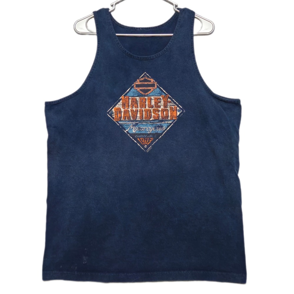 Harley-Davidson Tank Top Mens XL Navy Blue Hometown Winterville NC Pirate Logo
